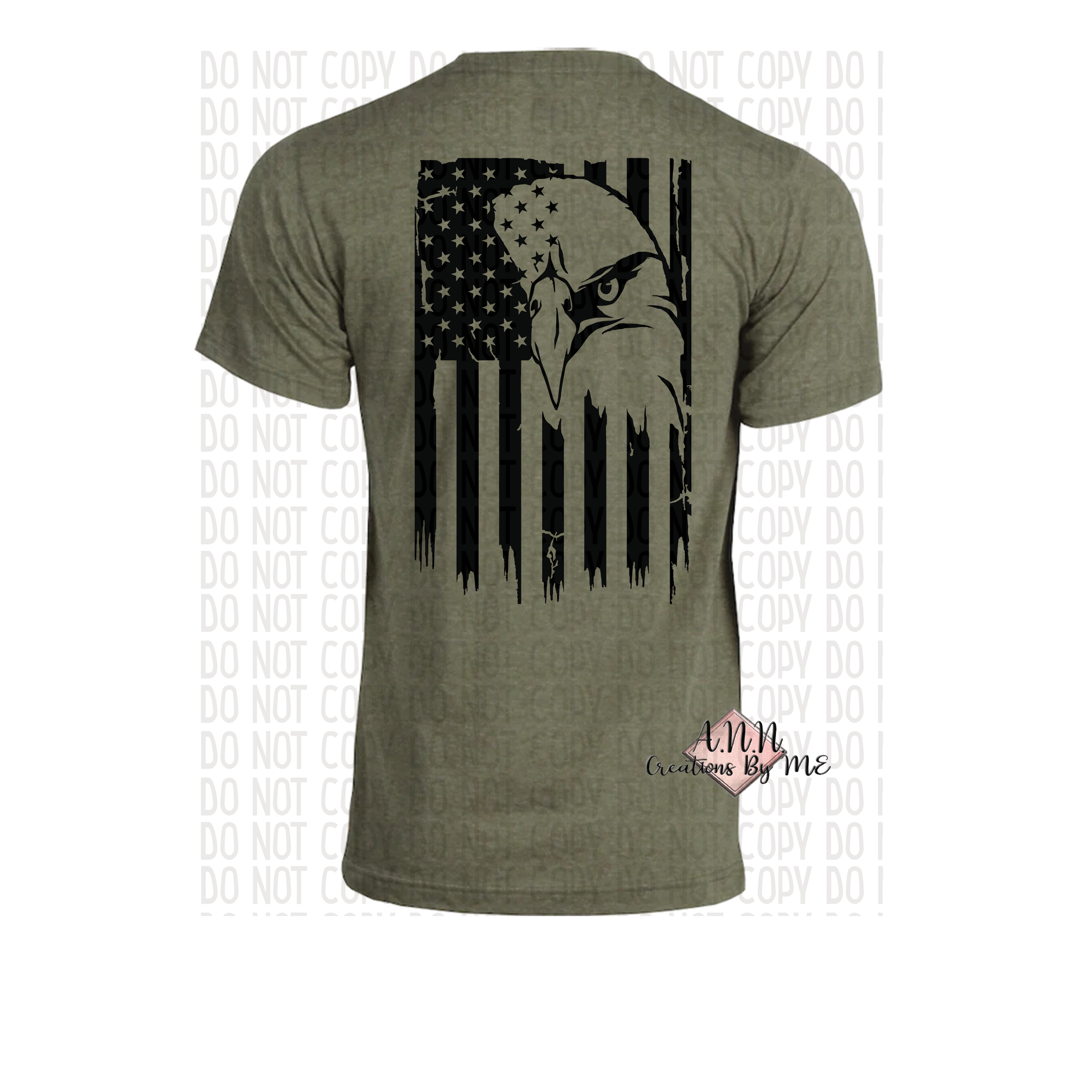 Veteran with Eagle and Flag in the back - in Heather Military Green