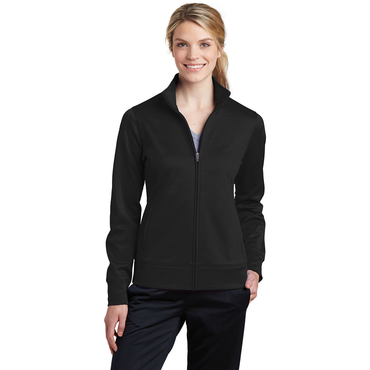 Custom Sport-Tek Sport-Wick Fleece Full-Zip Jacket - Black